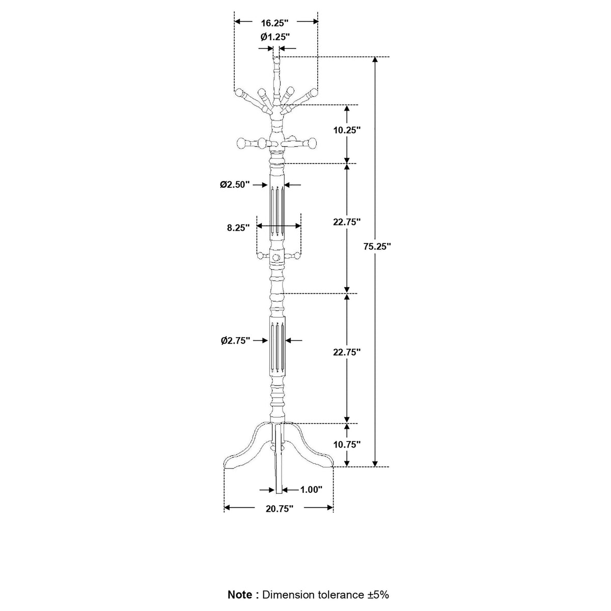 Kingsford Tobacco 11-Hook Freestanding Coat Rack