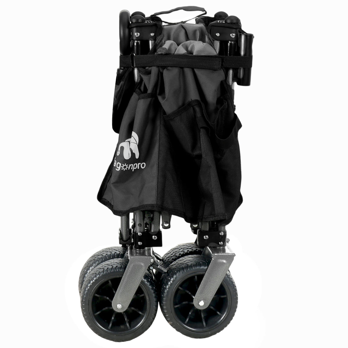 Multi-Functional Push-Pull Folding Wagon Cart with Rotating Handle & 360° All-Terrain Wheels – Heavy-Duty, Adjustable Design, Large Capacity for Transport, Groceries, and Outdoor Use,Black