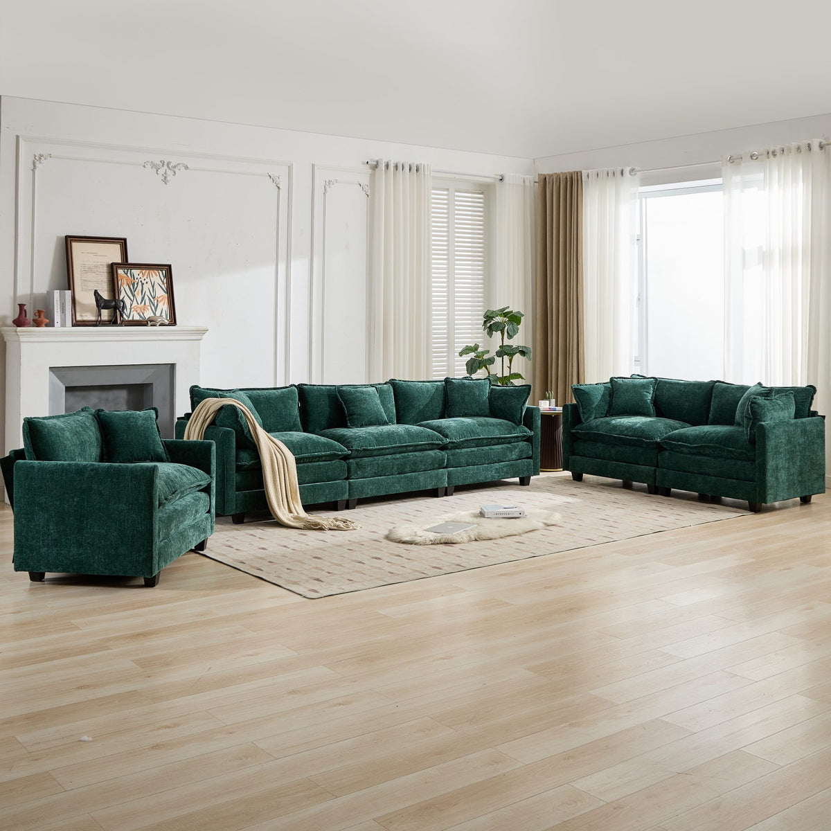Cloud Sofa 3 Seats (Ottoman is not included), Modern Sectional Couch, Comfy Double Layer Upholstered Seat Cushion – Model W1143S00064