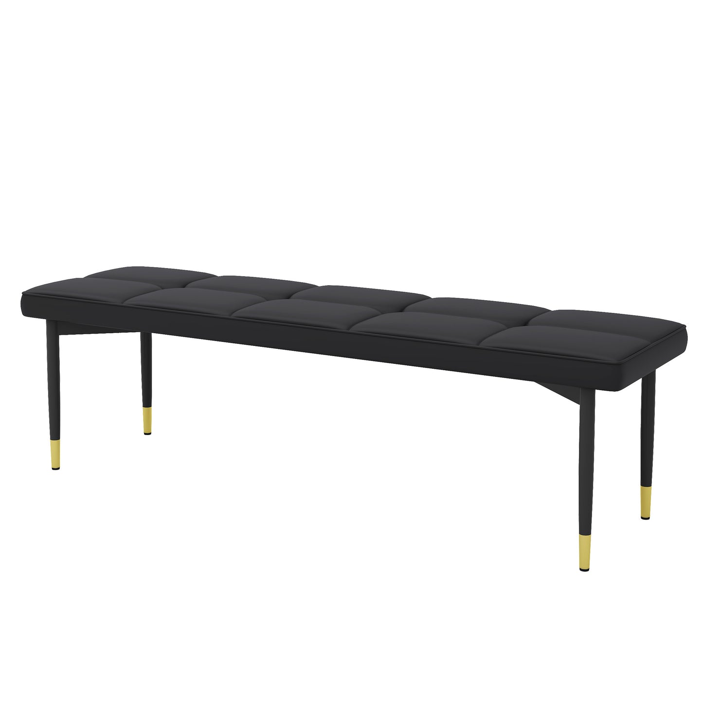 Multifunctional Black Shoe Bench with Faux PU Cushion, 59*17 Inch.It can also be used as a matching dining chair.