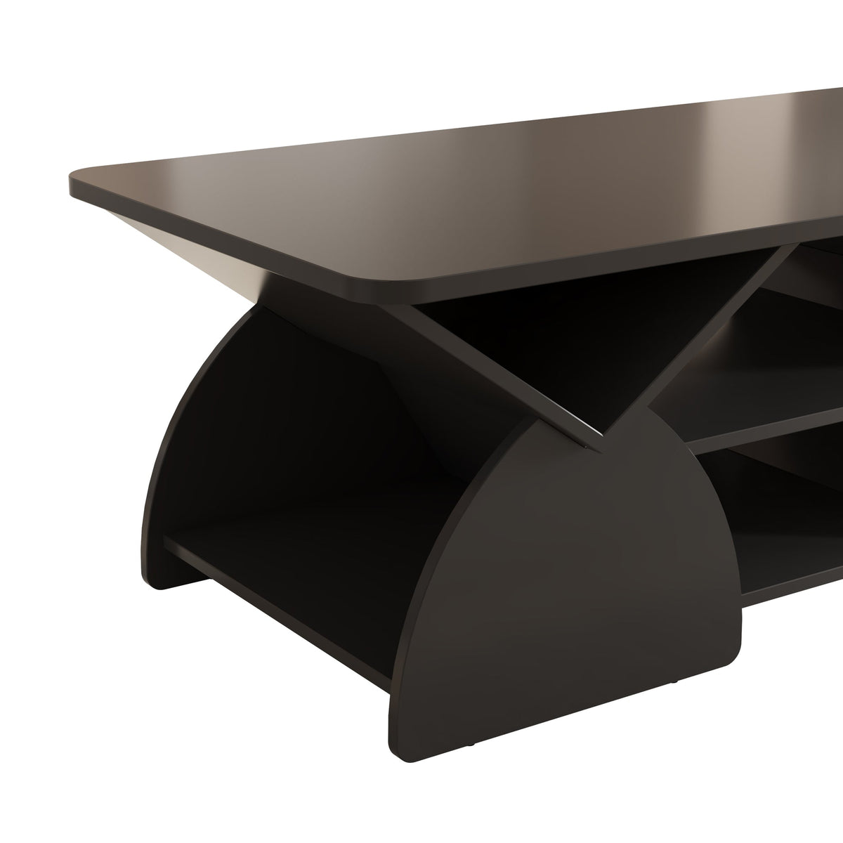 Modern Geometric Engineered Wood Coffee Table with Rounded Corners, Black, 47.24" x 23.62"