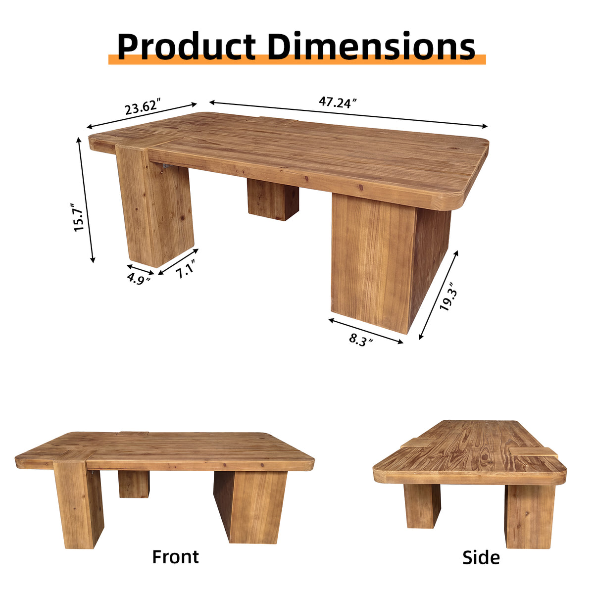 This coffee table with walnut color crafted from selected natural solid wood ,retaining natural wood grain,warm and rustic wood tones.