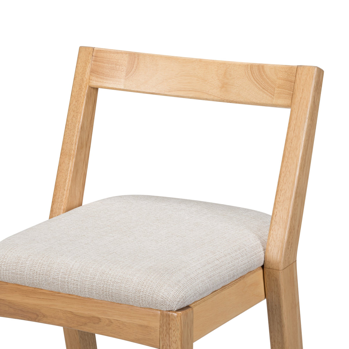 Jasper Indoor Rubberwood Barstool, Natural Finished and Beige Upholstery, Set of 2