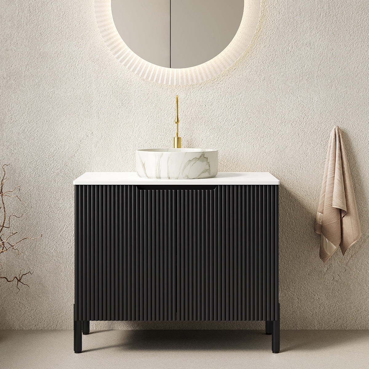 TURIO 30" Bathroom Vanity with Sink, Freestanding Bathroom Storage Cabinet with 2 Doors
