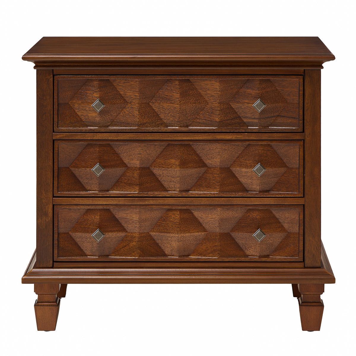 Farmhouse Nightstand with Charging Station, 3-Drawer Engineered Wood Storage Cabinet, Bedside Table for Bedroom