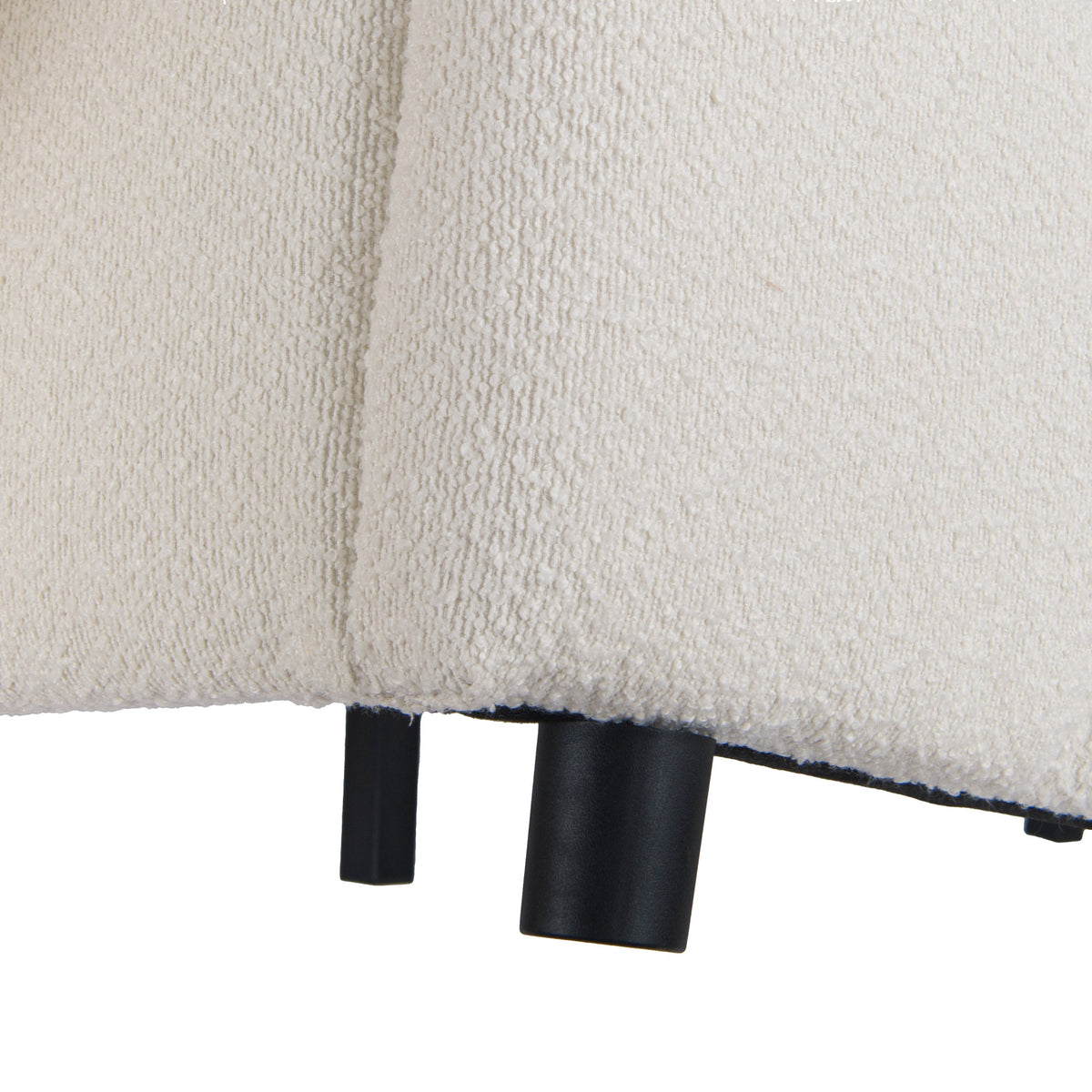 King Size Platform Bed with Boucle, Soft Boucle Fabric Upholstered Platform bed with Curve-Shaped Design Headboard, Beige