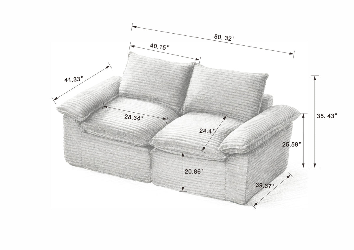 Modern corduroy cloud sofa, can be freely combined and has a comfortable sitting experience, suitable for modern living room furniture – Model W3396P388624