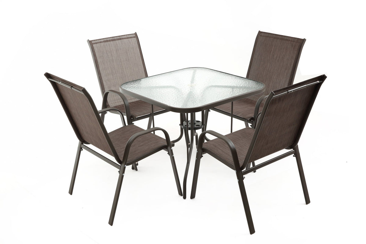 Tangkula 35 Inch Patio Dining Table with Tempered Glass Top