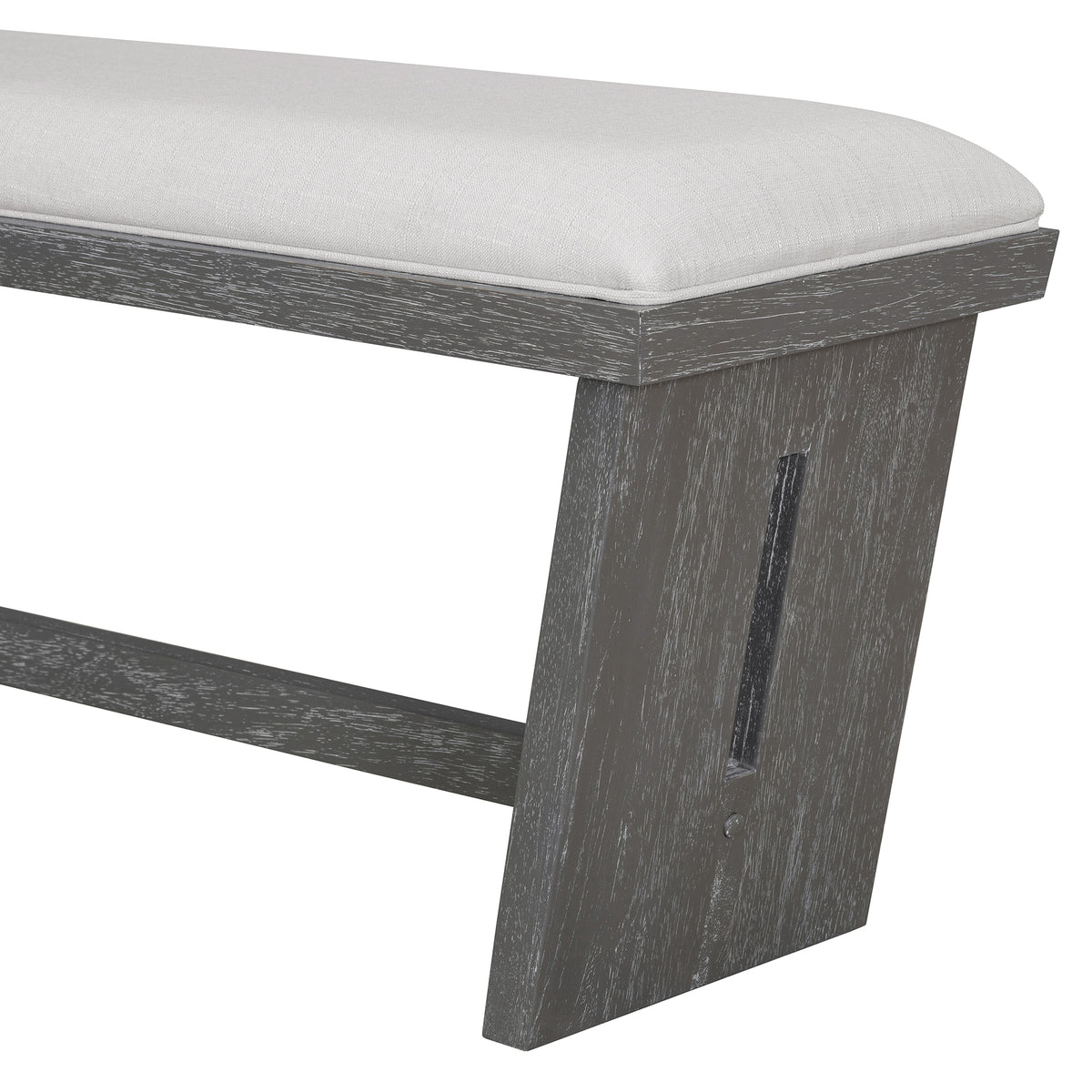 TREXM 6-Piece Retro Dining Table Set for 6, 60" Wood Kitchen Table and Chairs Set of 4 with Bench Designed Trestle Base - Gray – 102.3 Lbs