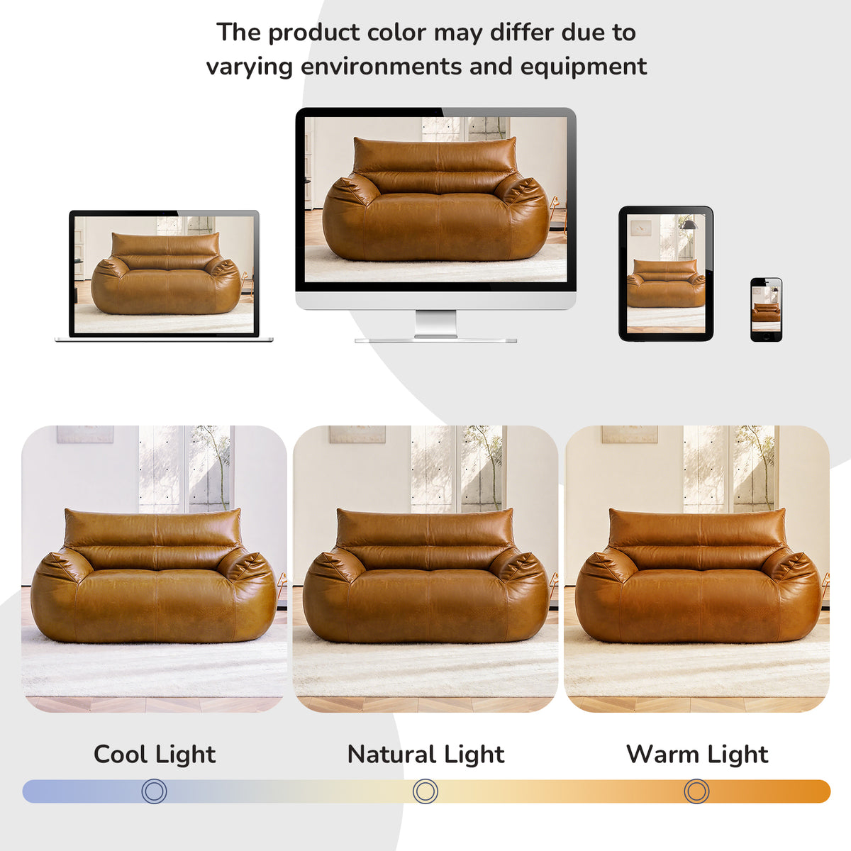 PBPMSR--Bean Bag Chair,Bean Bag Sofa - Large Bean Bag Sofa for Adults, Teens, and Children for Living Rooms, Bedroom, Dorm,Tech Fabric with faux‑leather appearance,Brown