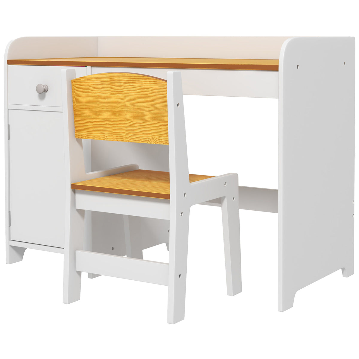 Qaba Kids Desk and Chair Set with Storage Drawer, Study Desk with Chair for Children for Arts & Crafts, Snack Time, Homeschooling, Homework