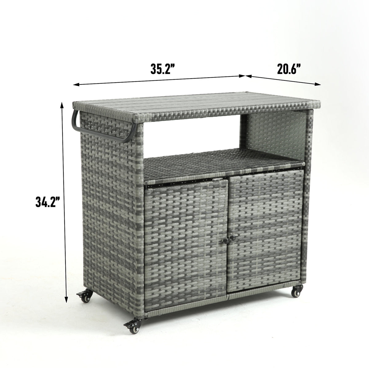 Outdoor Wicker Bar Cart, Patio Wine Serving Cart w/Wheels – Model W640P175461