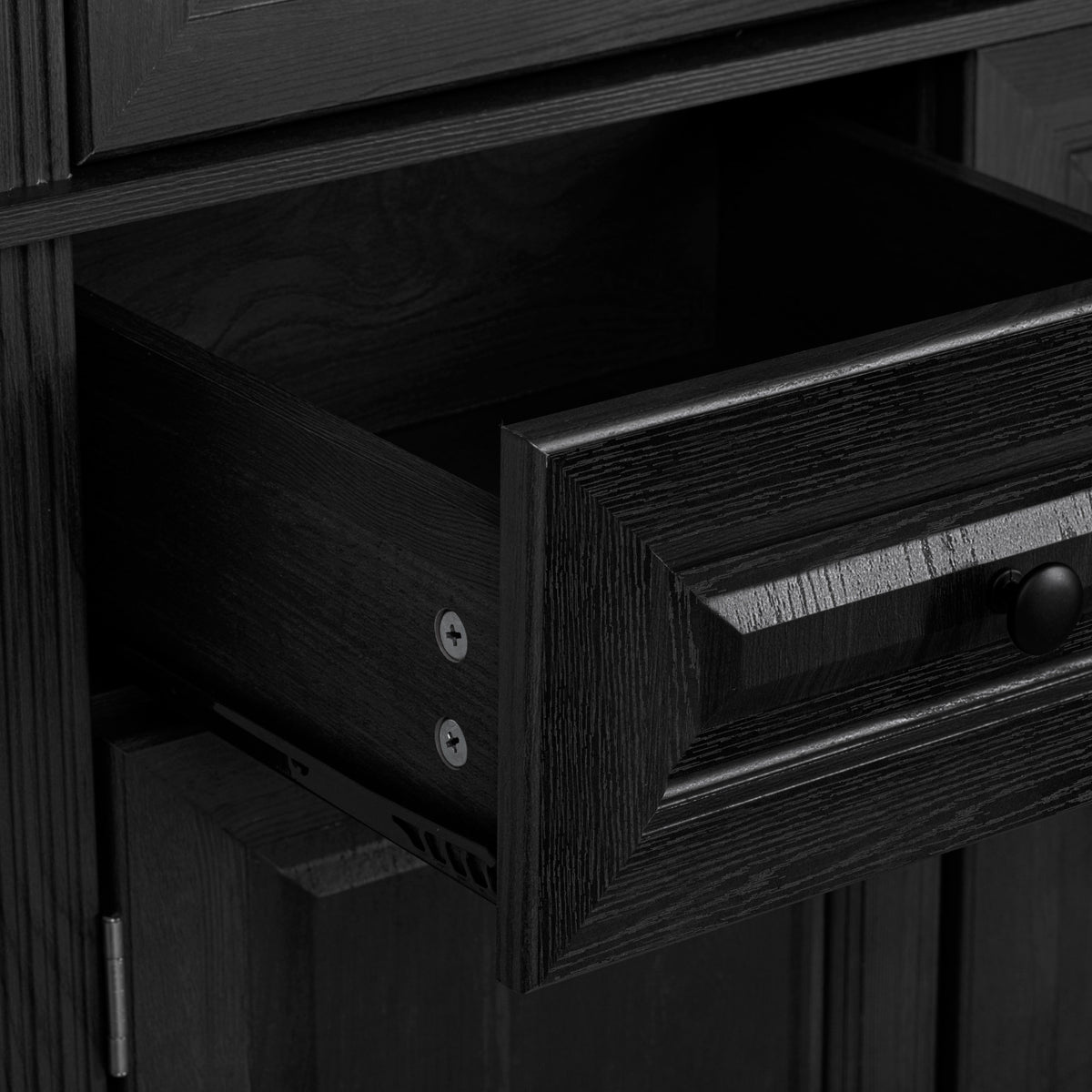 K&K 71" Tall Kitchen Pantry Cabinet with 3 Pull Out Cabinet Organizers, Farmhouse Embossed Texture Storage Cabinet with 6 Door Shelves – Black