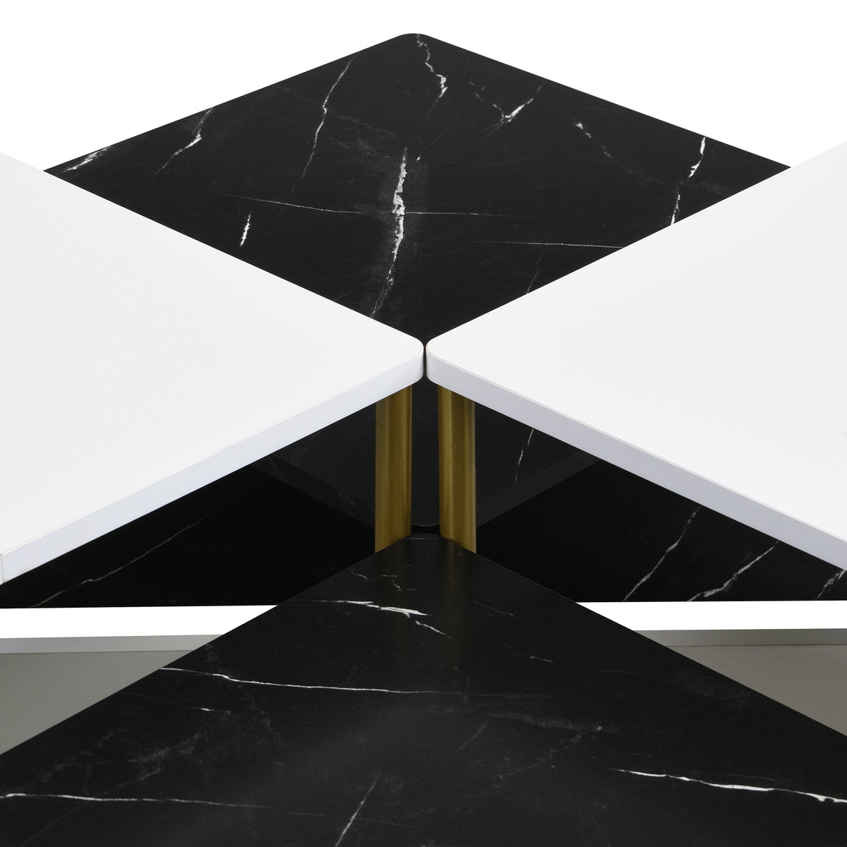 Modern Nesting Coffee Tables Set of 4 -Mid Century Modern Square Living Room Table, Free Adjustable Shape,Versatile and Stylish Accent Furniture for Your Living Room Black & White Color