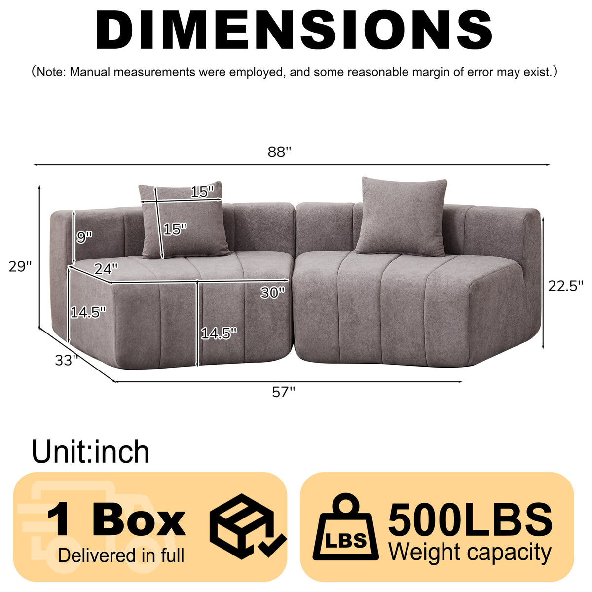 Chenille curved sectional sofa with 2 pillows,Curved Symmetrical Modular Semi Circular Sofa Sectional for bedroom, living room, office for leisure or nap, reading room, and lobby