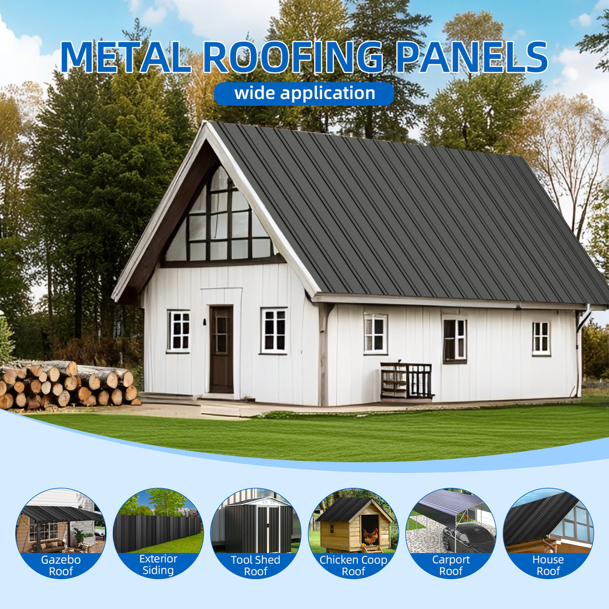 Metal Roof Panel Length 61IN 15PCS Galvanized Roof Panels Waterproof Heavy Duty Metal Roof Panels for Outdoor House Storage Stables Patio Garages Sheds,Gray