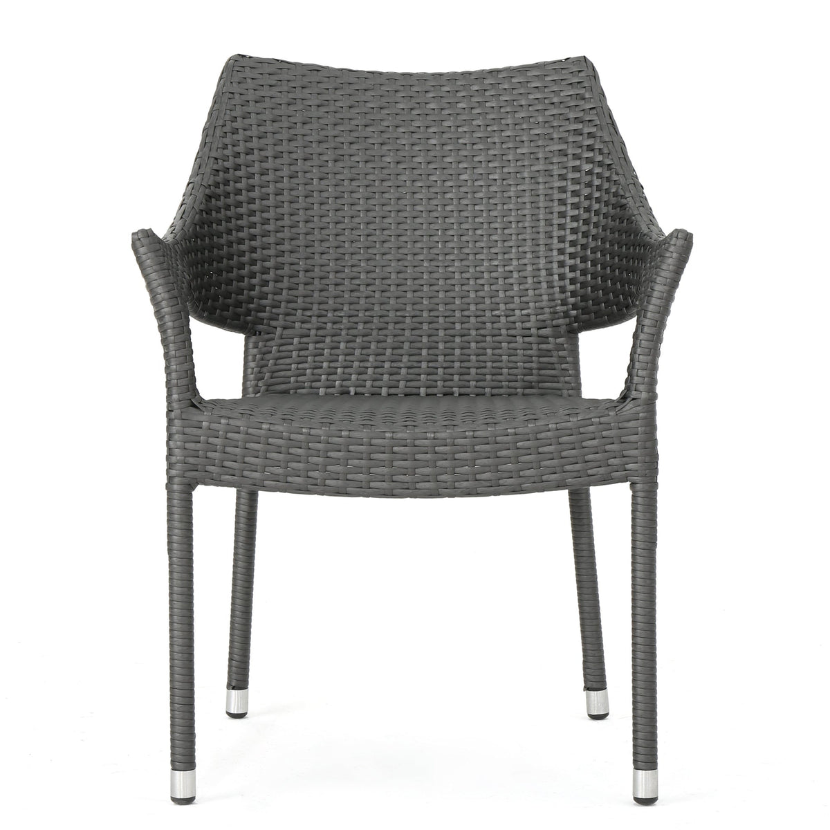 Mirage Grey PE Wicker Stacking Armchair, 4PCS