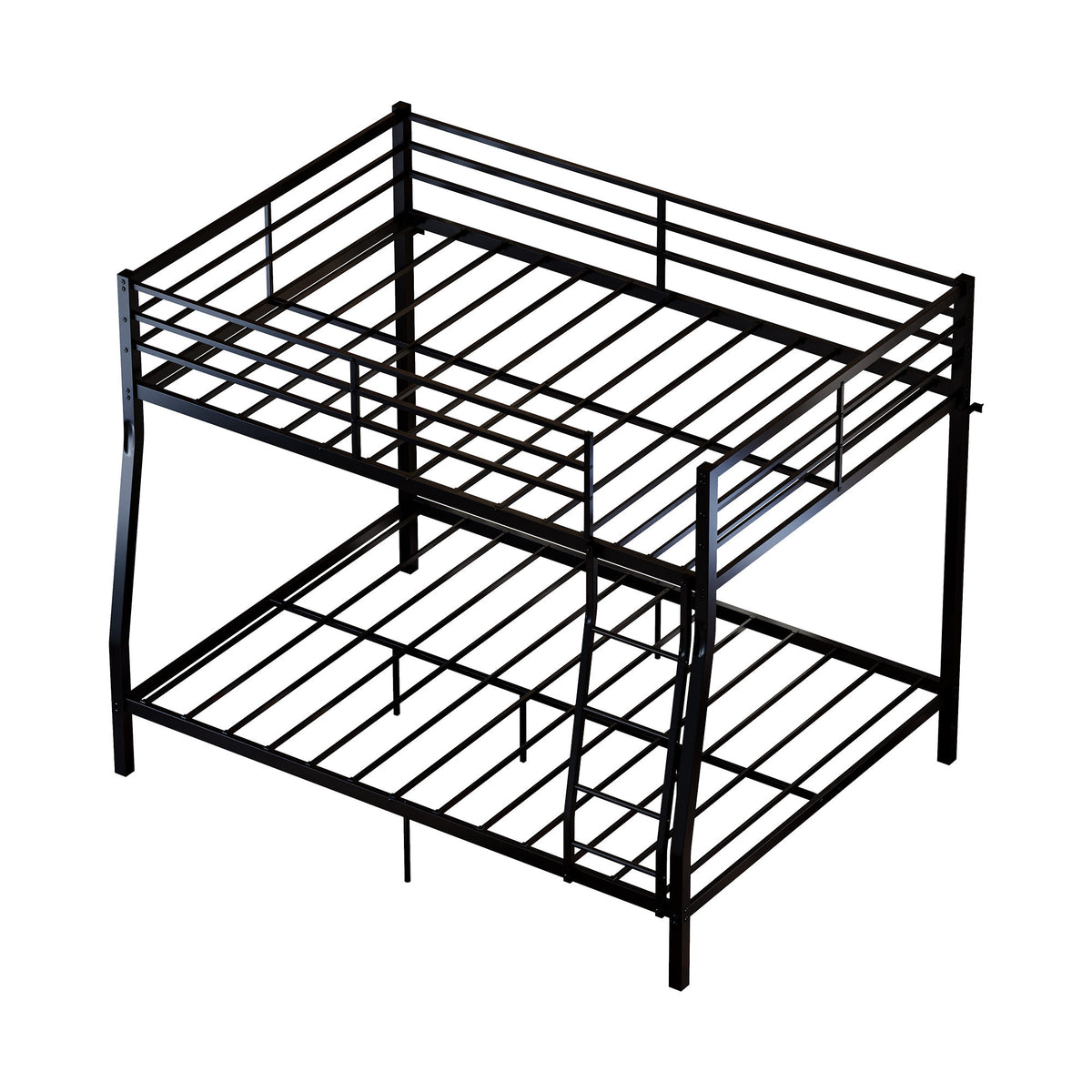 Metal Bunk Bed, Heavy Duty Full Over Queen Bunk Beds with 5 Extra Support Legs, 990 lbs Capacity, Noise-Free & Anti-Tip Design, 13.3" Safety Guardrail, Space-Saving Bed for Kids, Teens & Adults, Black