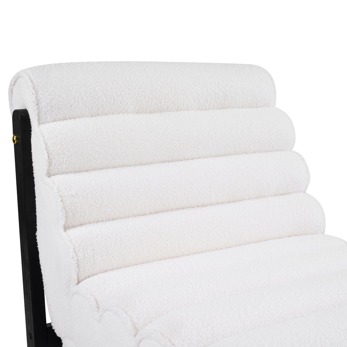 Fluffy Accent Chair White with Black Solid Wood Frame