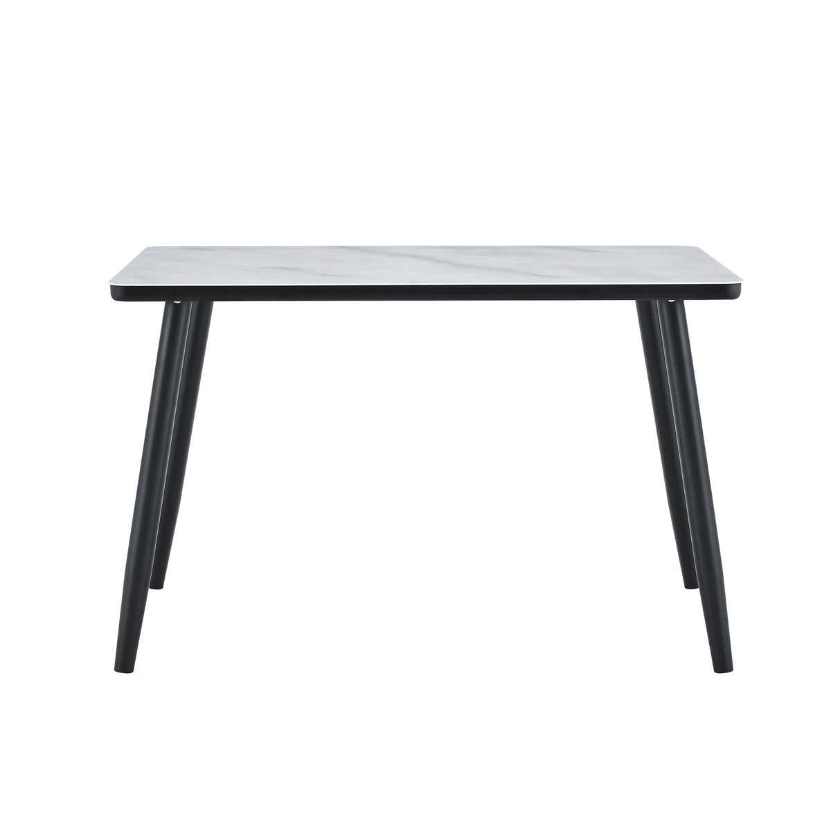Modern minimalist rectangular dining table, suitable for 4-6 people. Tempered glass countertop+lower MDF board, imitation marble texture – Model W1151S04618