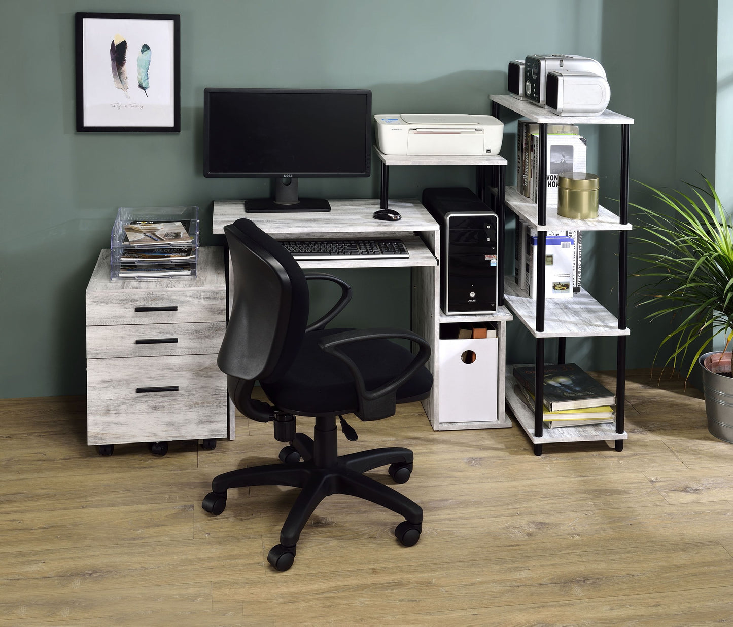 Lyphre Antique White & Black Finish Computer Desk