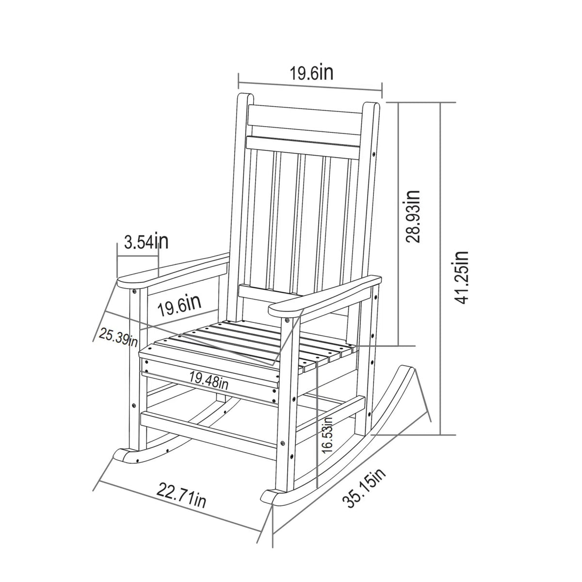 All Weather Rocking Chair Set with Side Table, 3-Piece Rocking Chair Set with Wood-Texture, Navy Blue(includes 2 Rocking Chairs and 1 Table)