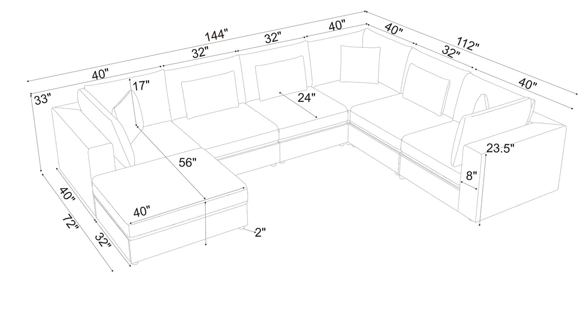 Corduroy Upholstered Modular Sectional