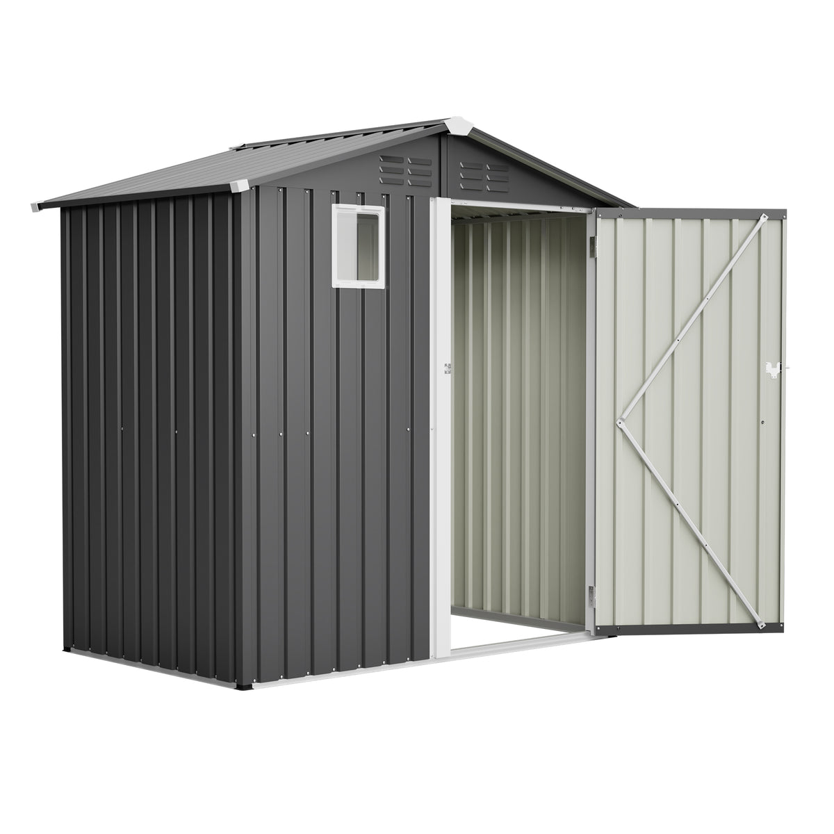 Metal Outdoor Storage Shed 6FT x 4FT, Steel Utility Tool Shed Storage House
