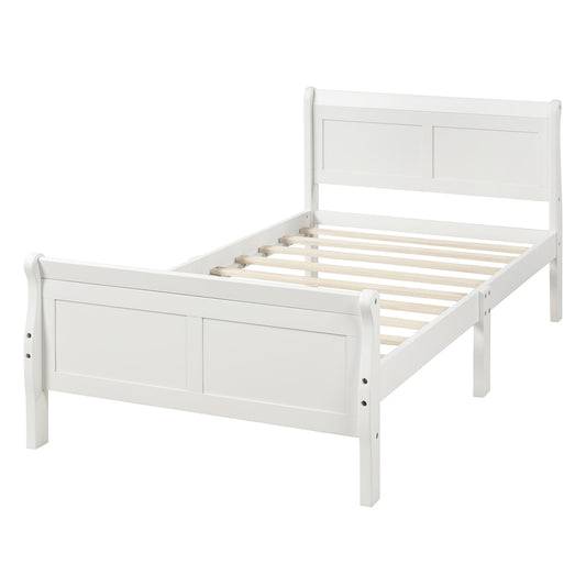 Minimalist Wood Platform Bed Twin Mattress Foundation with Headboard Footboard Solid Wood Support