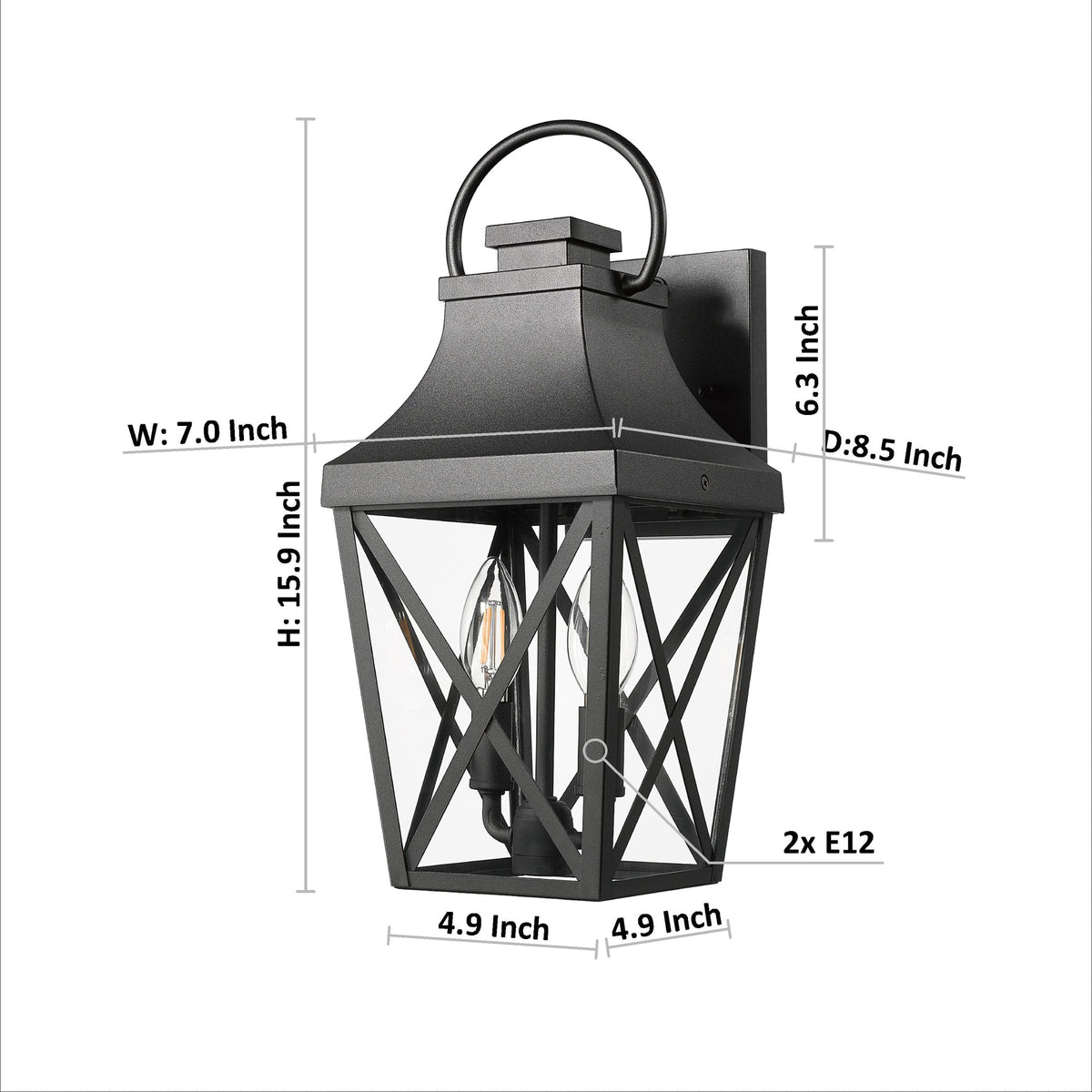 Outdoor Wall Lights, Porch Lights, Waterproof Outdoor Wall Sconce, Exterior Light Fixture Matte Black with Clear Glass Shade for Garage Patio Front Door Balcony (2 pack)