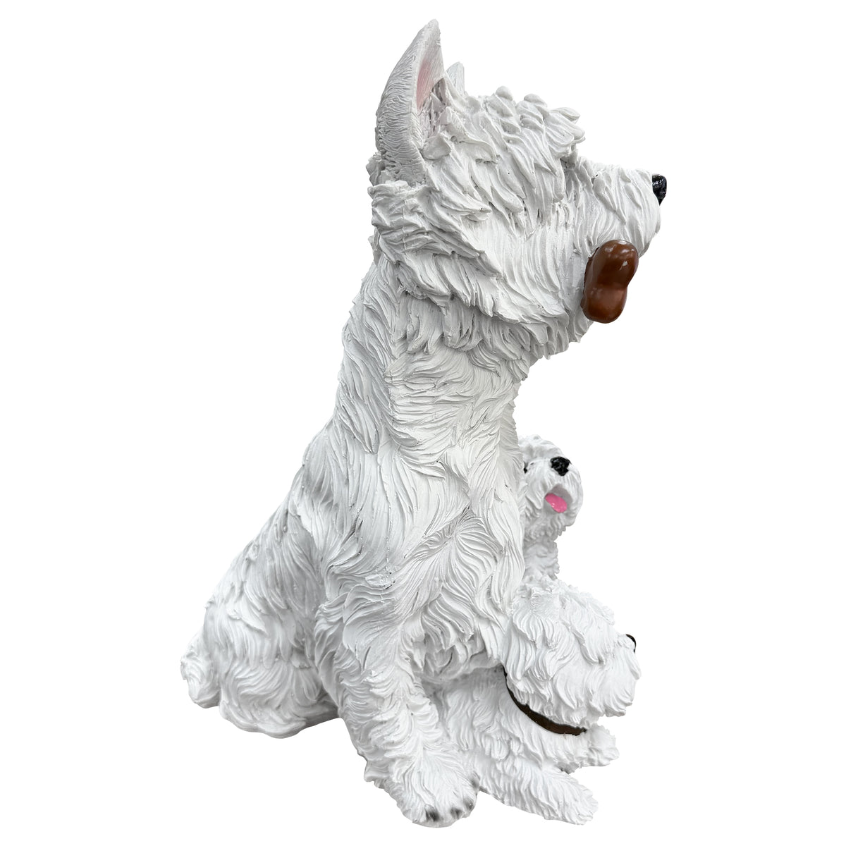 Set of 3 West Highland White Terrier Garden Statues, Resin Lifelike Westie Dog Figurines, Weather Resistant Outdoor Decor Sculpture for Backyard Lawn Patio