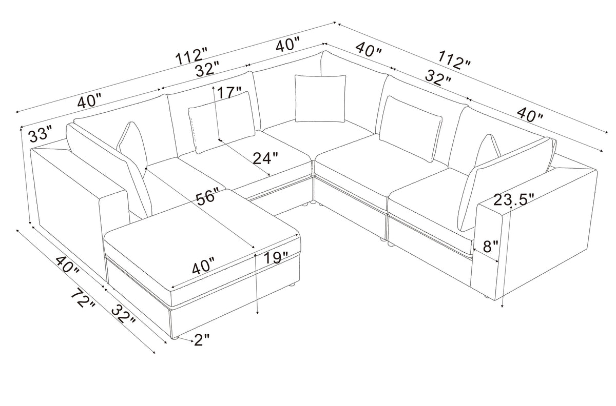 Corduroy Upholstered Modular Sectional