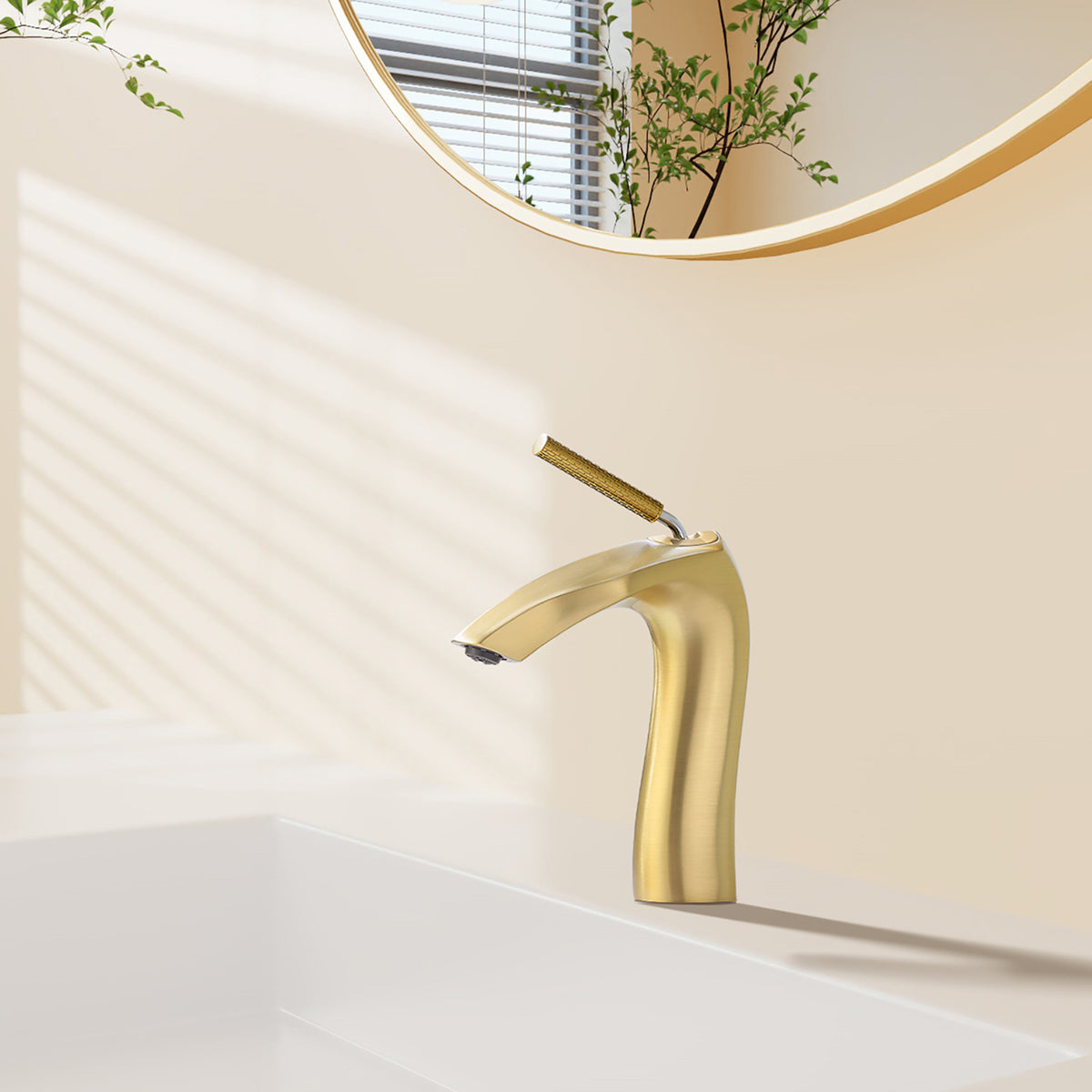 Brushed Gold Single Handle Lavatory Basin Sink Faucet