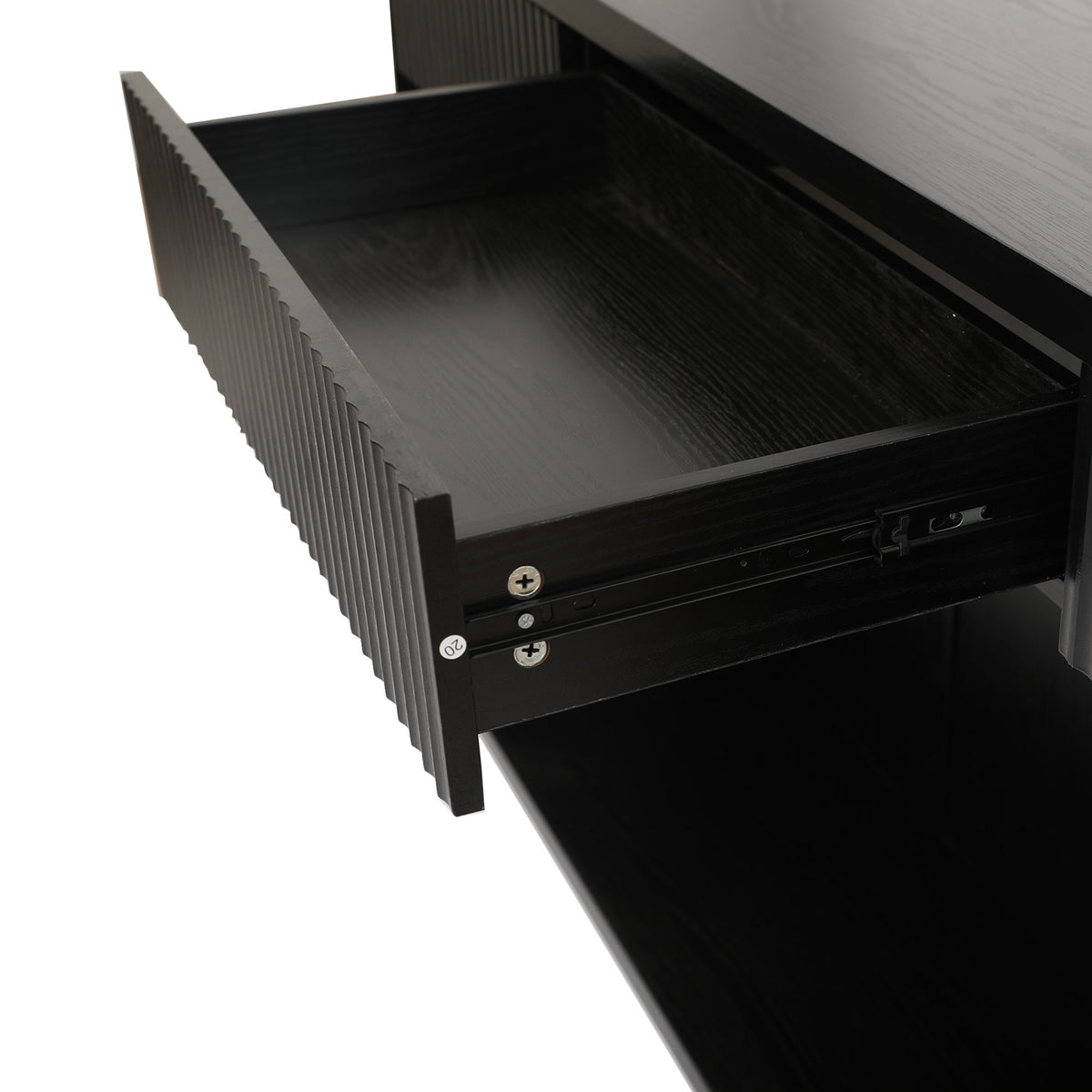 63" Fluted Console Table with 3 Drawers, Long Sofa Table Behind Couch for Living Room, Hallway, Foyer,Black