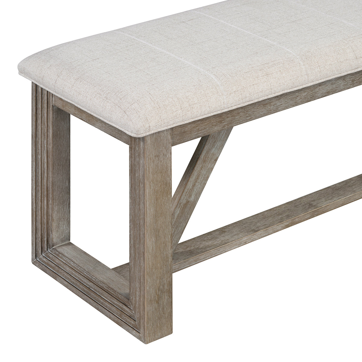 TREXM 6-Piece Retro Dining Table Set for 6, 60" Wood Kitchen Table and Chairs Set of 4 with Bench Designed Trestle Base - Gray – Oak