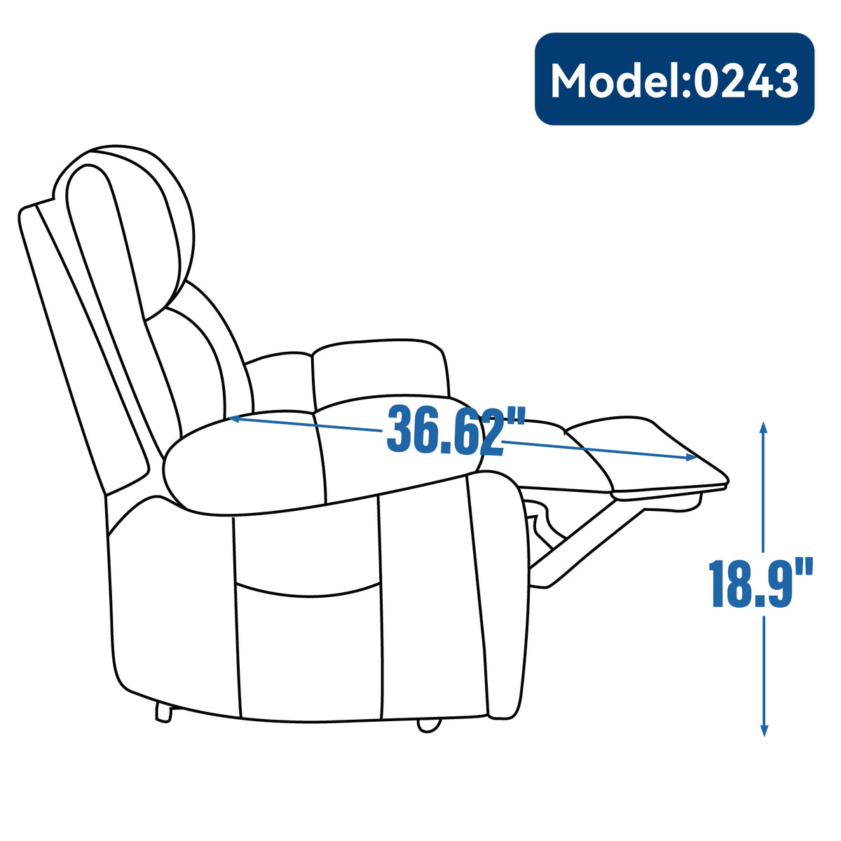 Blue Heat Massage Dual Motor Infinite Position Up to 350 LBS Large Electric Power Lift Recliners with Hidden Cup Holders, Power-Remote