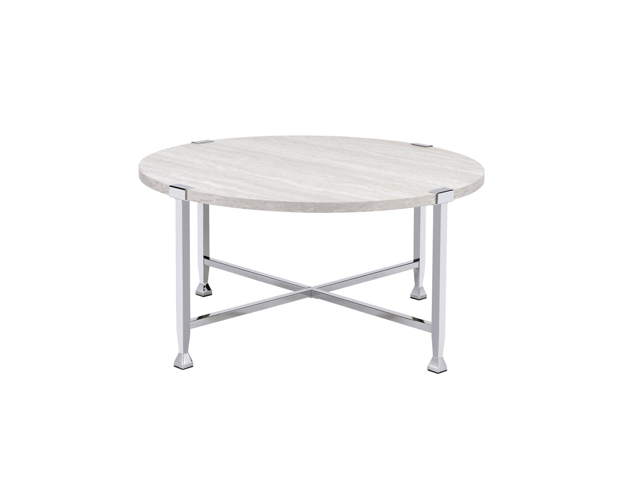 Brecon White Oak & Chrome Finish Coffee Table