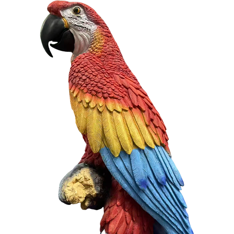 Hanging Scarlet Macaw Parrot Statue, 38'' Lifelike Hand-Painted Resin Bird Figurine Weatherproof Outdoor Tropical Sculpture for Porch, Balcony, Tree & Patio Garden Yard Decor, Cute Animal Ornament Gi