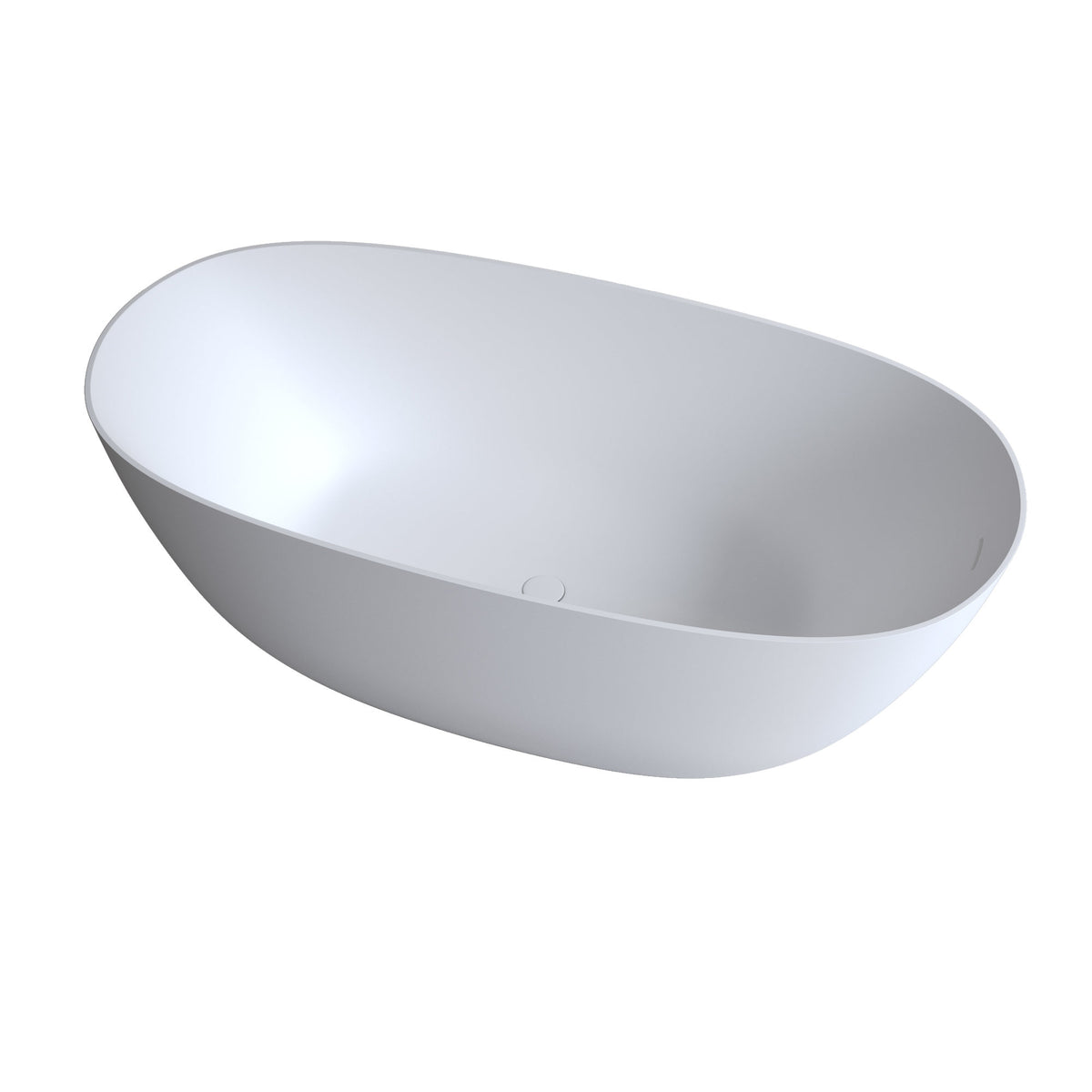 65'' Freestanding Bathtub Resin Stone Soaking Bathtub Solid Surface Modern Tubs with Overflow and Pop-up Drain in White