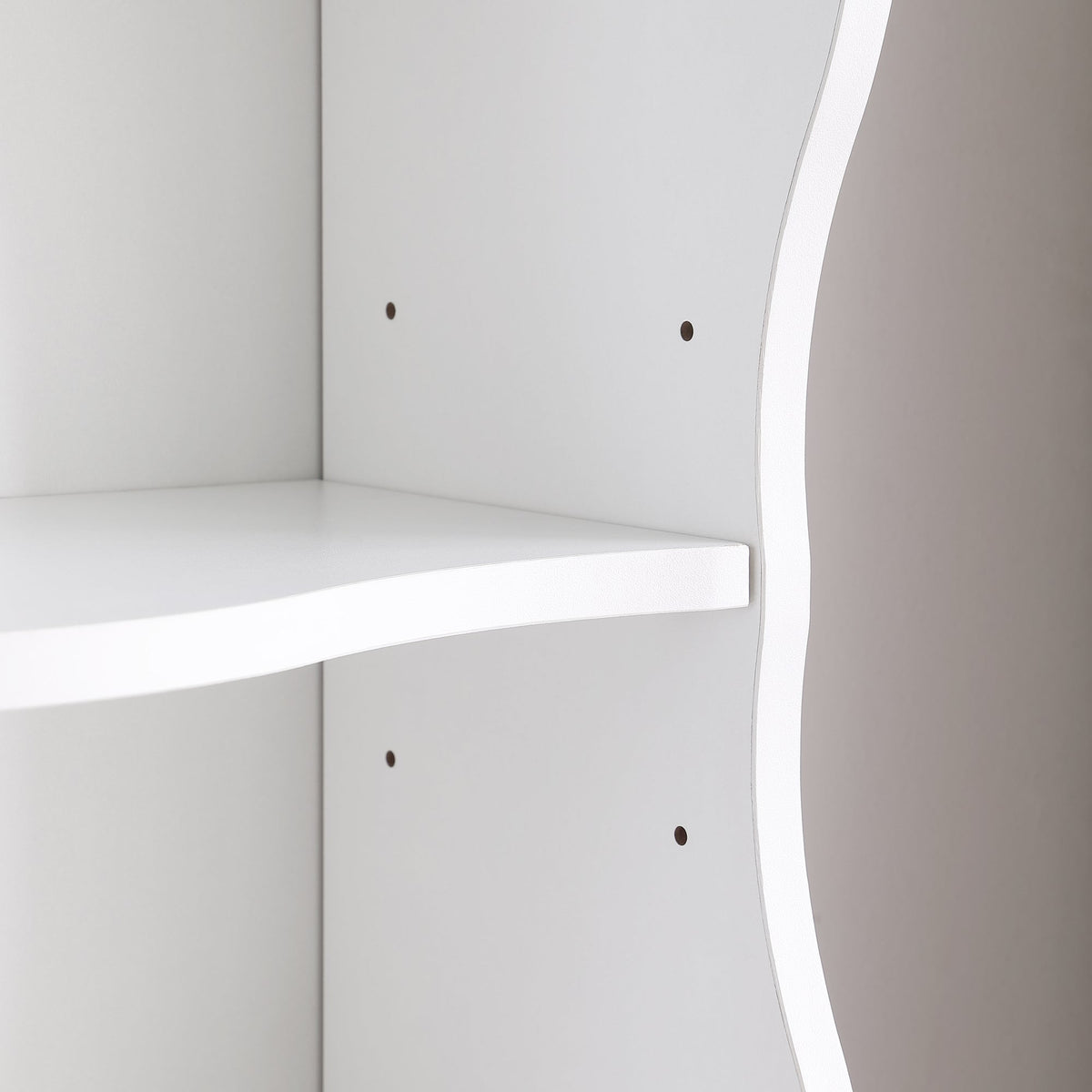 8-layer adjustable shelf ultra-thin bookshelf with a wavy border design, which is more aesthetically pleasing – White