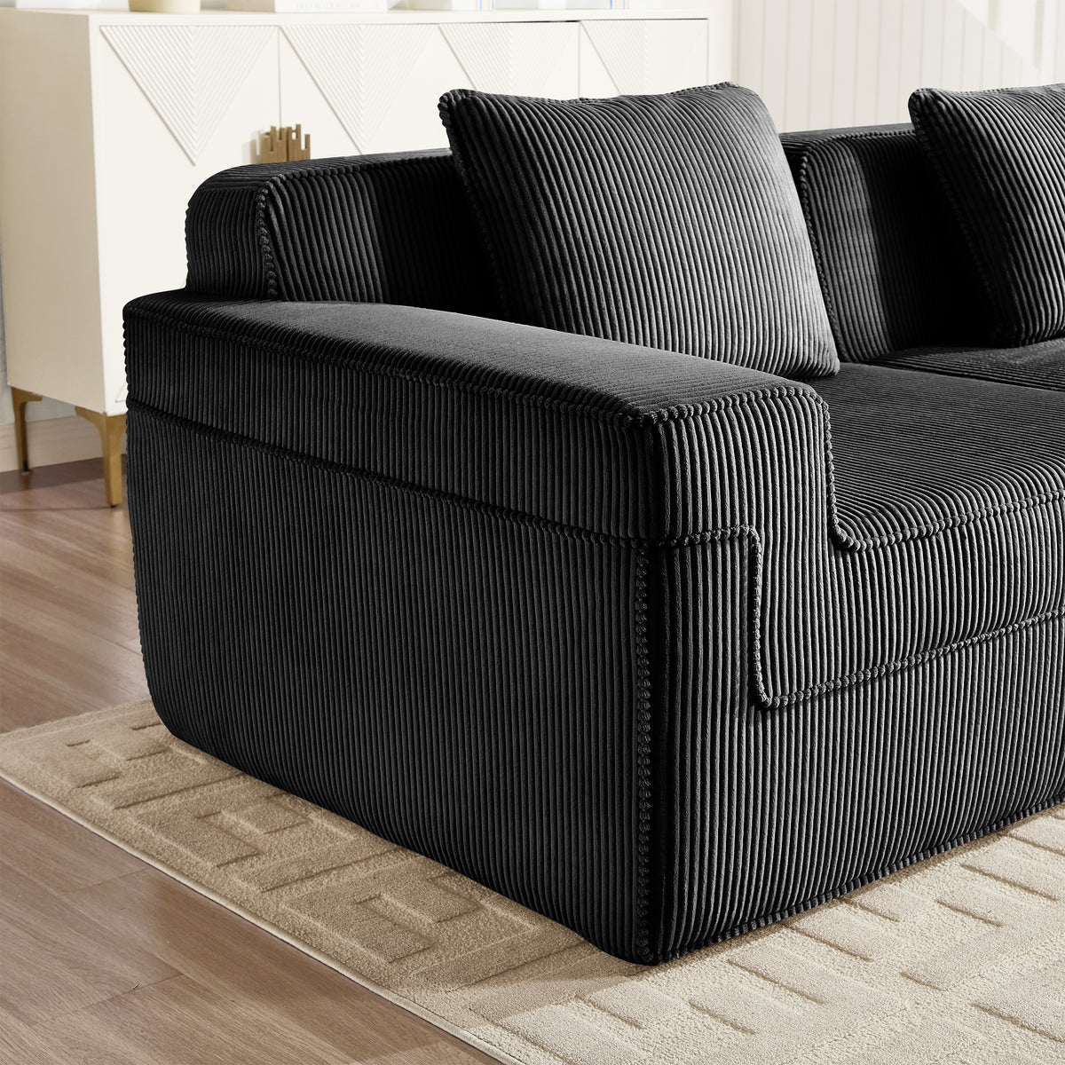Ottoman Corduroy - black