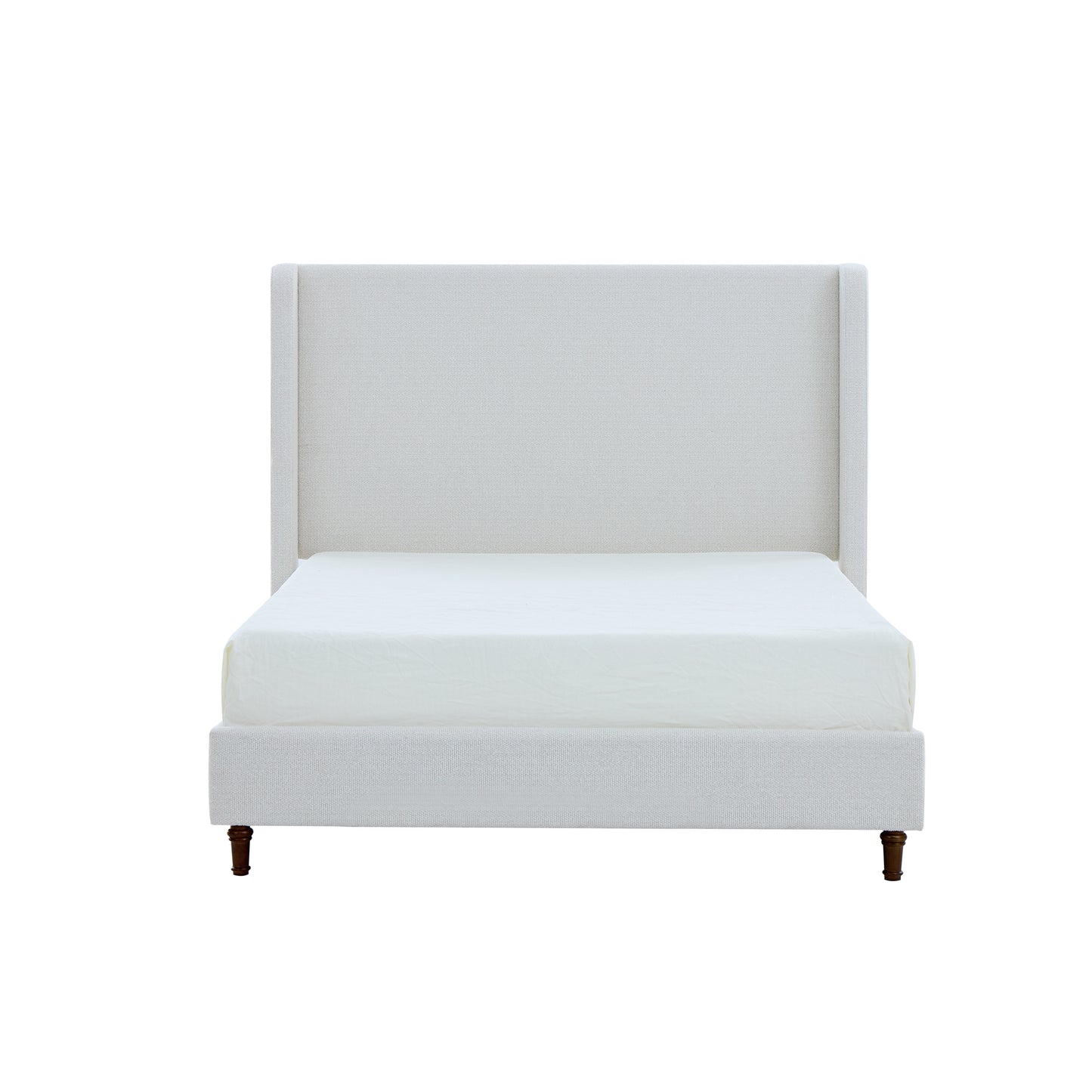 Harper Tall Headboard Upholstered Bed with Elegant Simplicity in Cream White Boucle, King Size, Easy Assembly