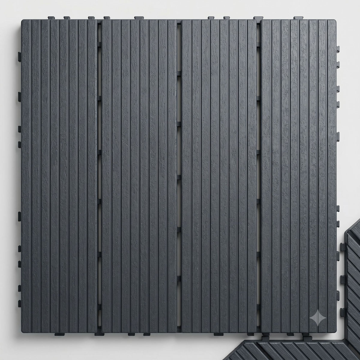 Plastic Interlocking Deck Tiles, 44 Pack 12"x12" Waterproof Non-Slip Outdoor Patio Flooring, All Weather Drainable Snap Together Decking Tiles for Poolside, Porch, Garden, Backyard & Shed Floor,Grey