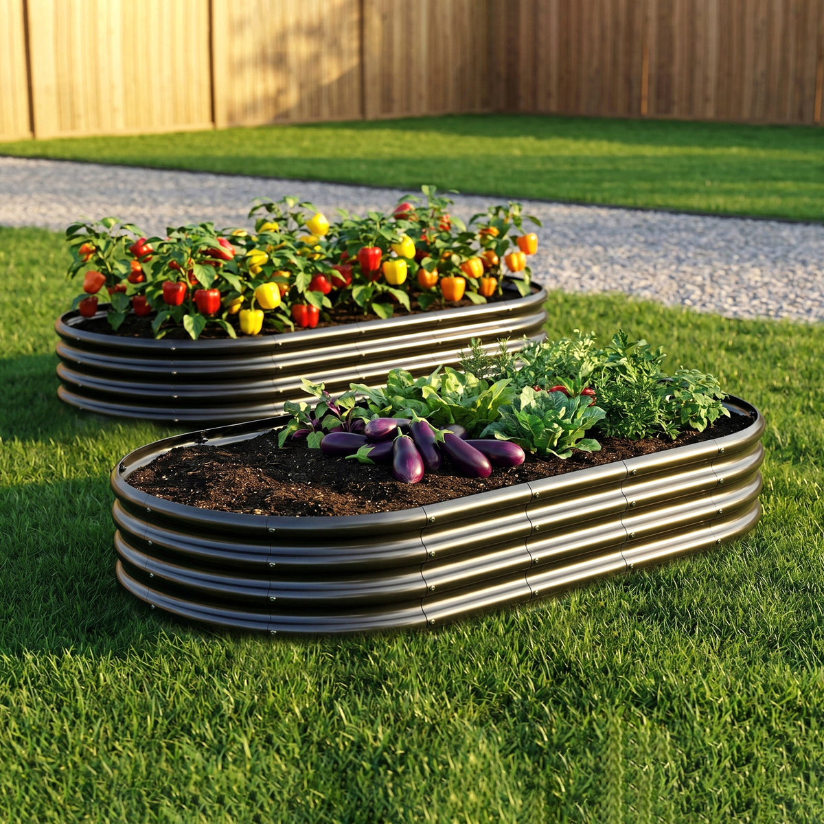 Galvanized Raised Garden Bed 6x3x1ft - Heavy Duty Metal Planter Box for Vegetables, Herbs & Flowers, Rust-Proof Outdoor Garden Bed with Large Capacity, Black, 2PCS