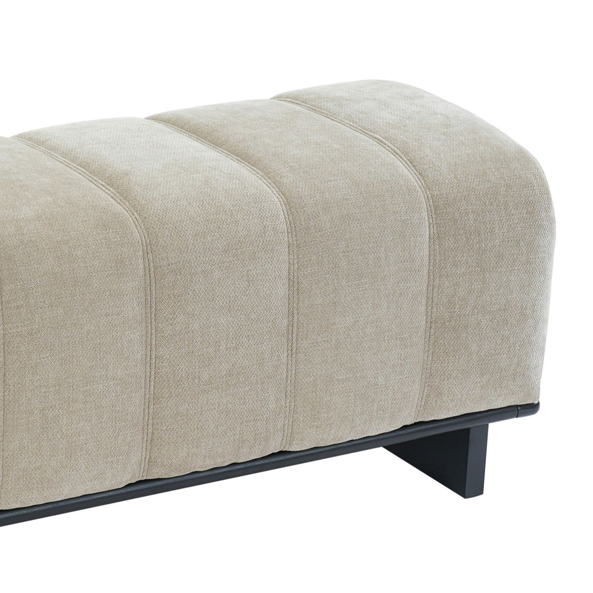 Modern Indoor Dining Bench in Oatmeal Chenille with Rubber Wood and Plywood Frame, 250lbs Capacity, Comfortable Seating for Dining Room or Living Area