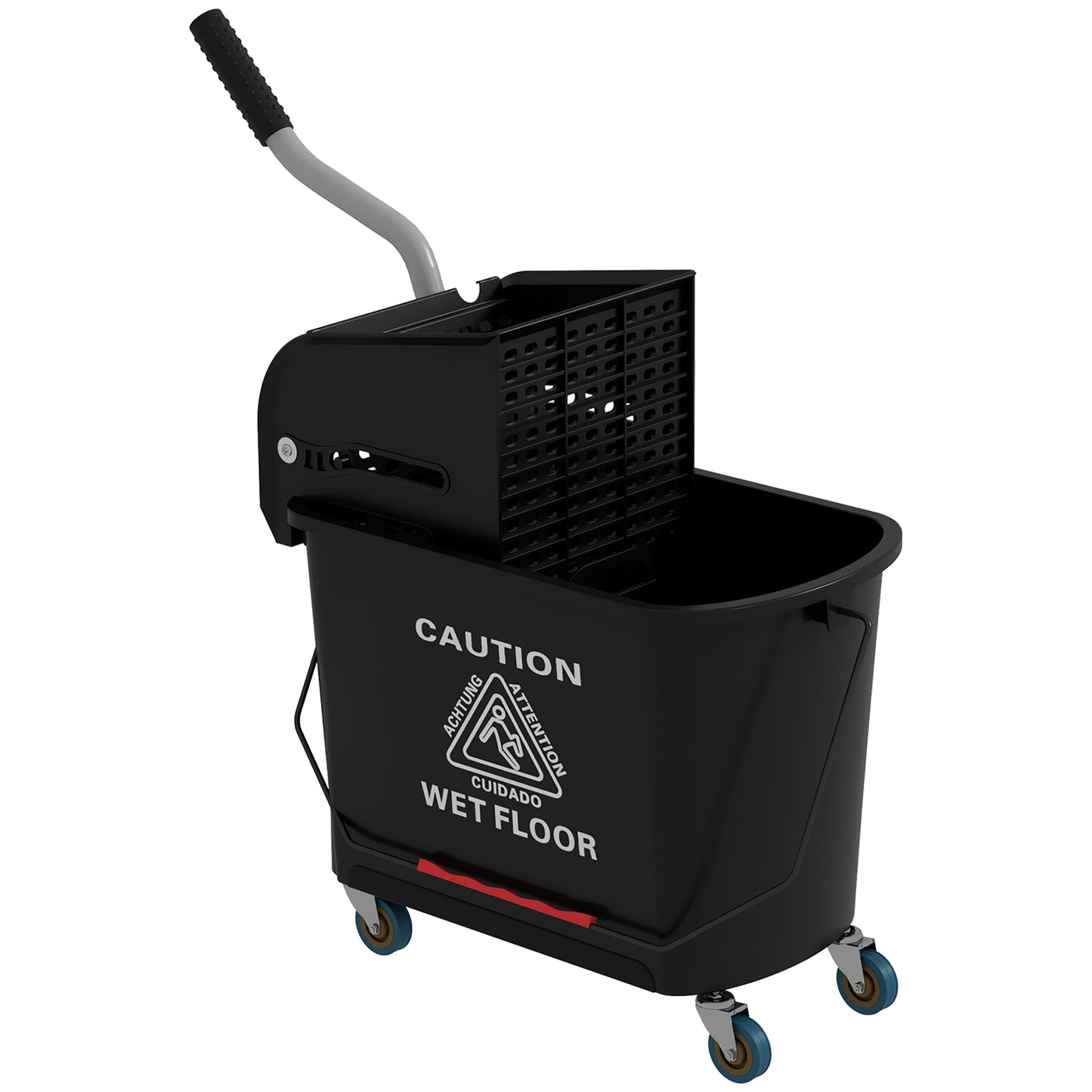 Mop Bucket with Wringer on Wheels for Floor Cleaning, 21 Quart, Separate Dirty and Clean Water, Black
