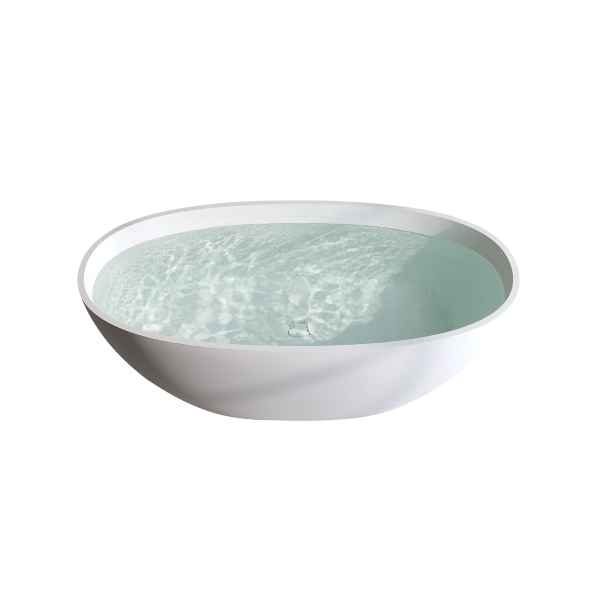70.8″Solid Surface Matte Tub, Solid Surface Soaking Tub, Stone Resin Freestanding Bathtub, Thick Edge Stand Alone Tubs with Overflow
