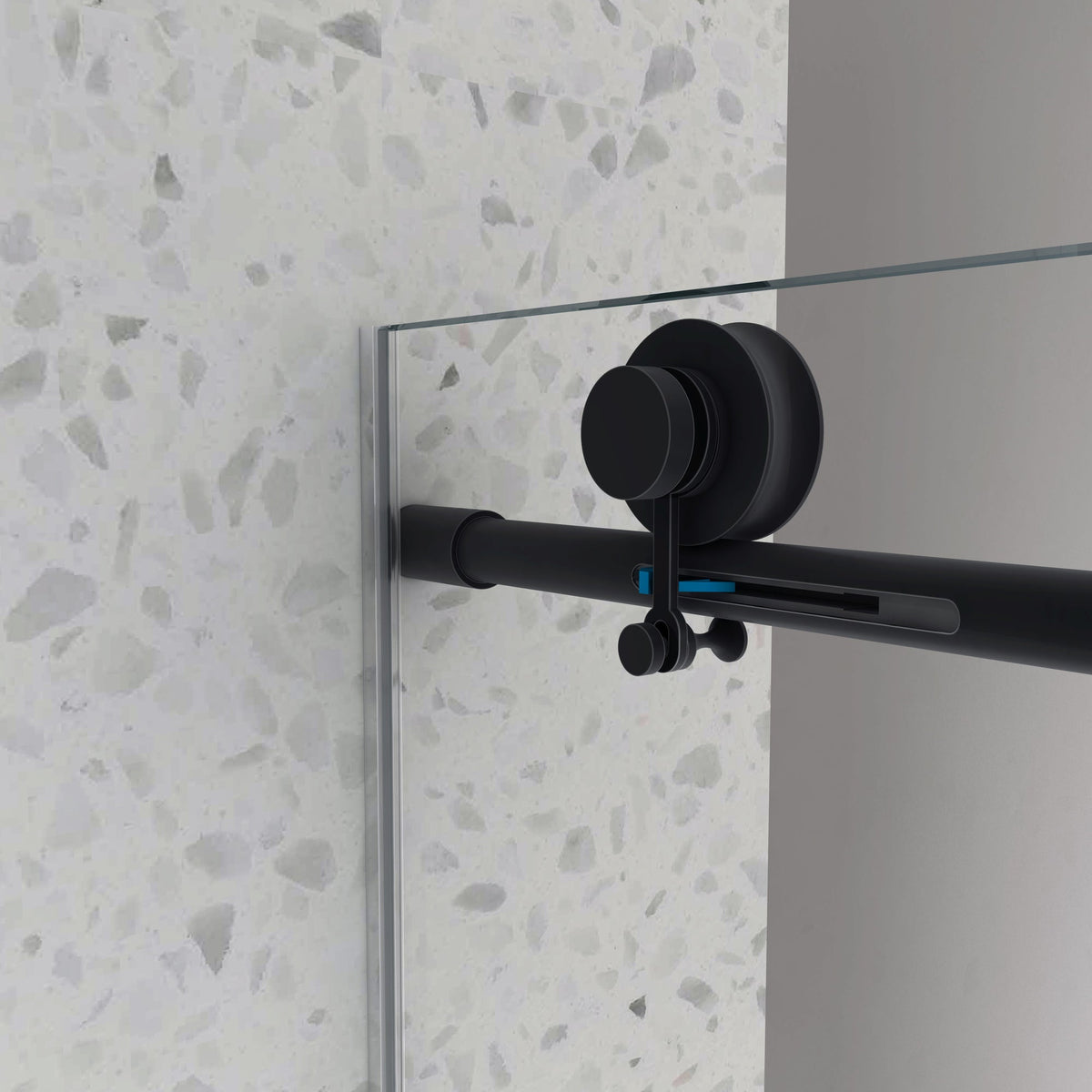 6063 Matte Black frameless one fixed and one shifted Shower Door
