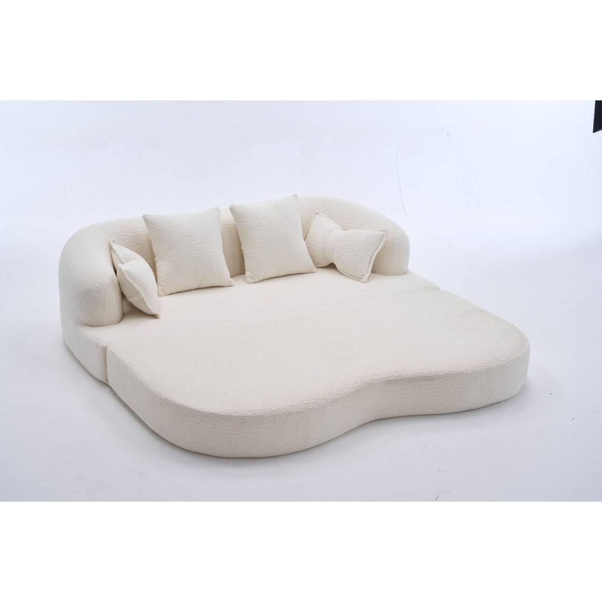 (Old Sku : W2231P392100) 2-in-1 Foldable Sofa Bed,70 Inch Folding Boneless Couch Convertible Compressed Sleeper Sofabed, 4 Pillows for Living Room Apartment, Milk White