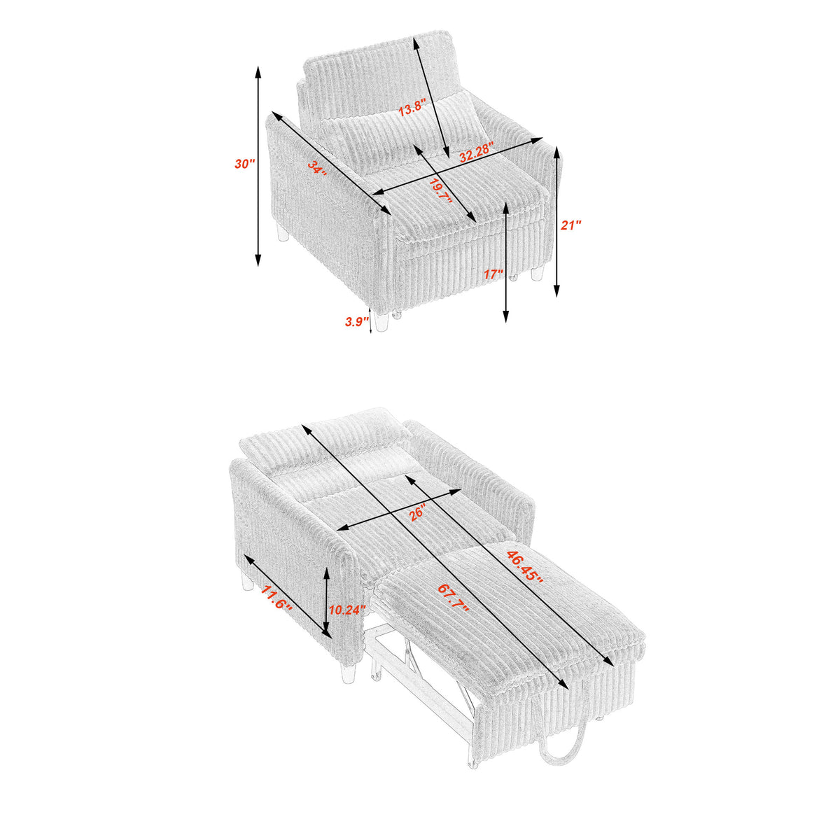 Yellow comfortable chair for Small apartment Bedroom space Balcony Small sofa bed Lazy Small sofa with a pillo